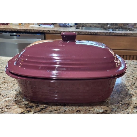 Pampered Chef Other - Pampered Chef 3.1Qt 3L Cranberry Stoneware Deep Covered Baker Roaster Dutch Oven